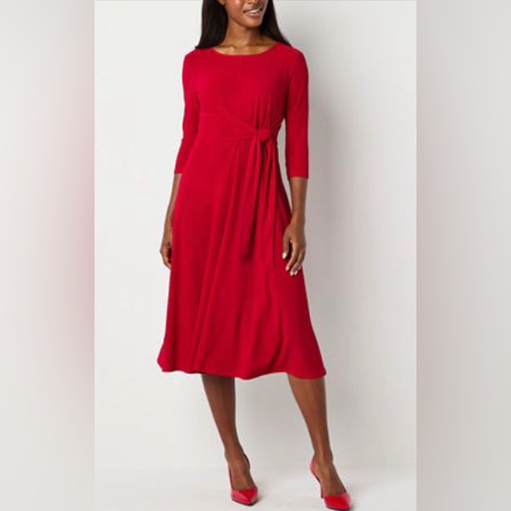 NEW Perceptions 3/4 Sleeve Midi Fit + Flare Dress